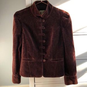 EUC Ann Taylor Loft Burgundy Army Style Jacket Velvet Size 6